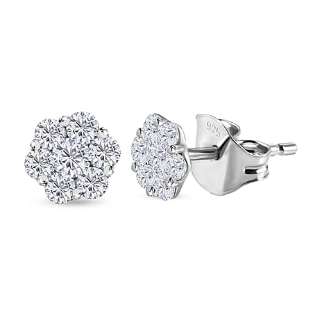 Petalite Stud Earrings in Platinum Overlay Sterling Silver