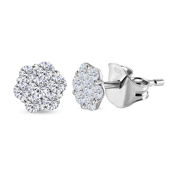 Petalite Stud Earrings in Platinum Overlay Sterling Silver - 7536985 - TJC