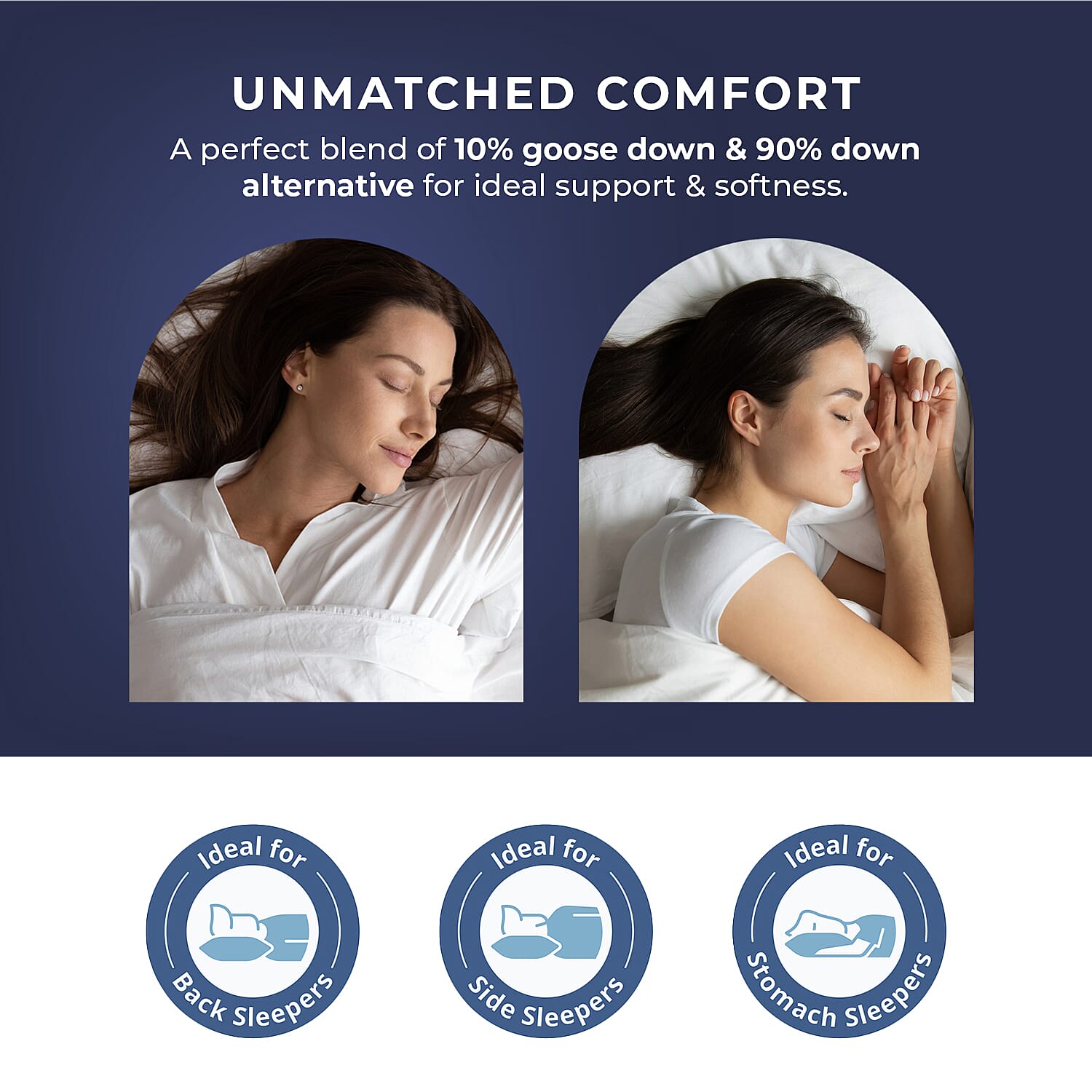 100% Cotton Square Pattern Goose down Soft Pillow (Size 74x48 cm) - White