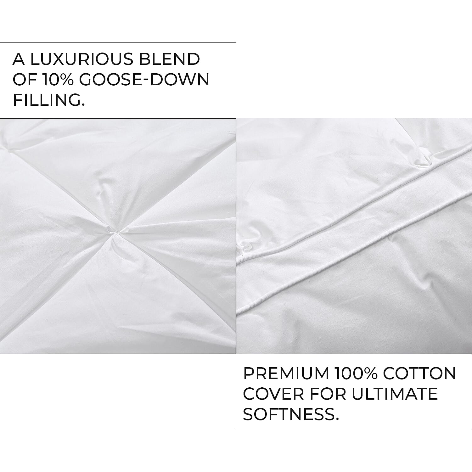 100% Cotton Square Pattern Goose down Soft Pillow (Size 74x48 cm) - White