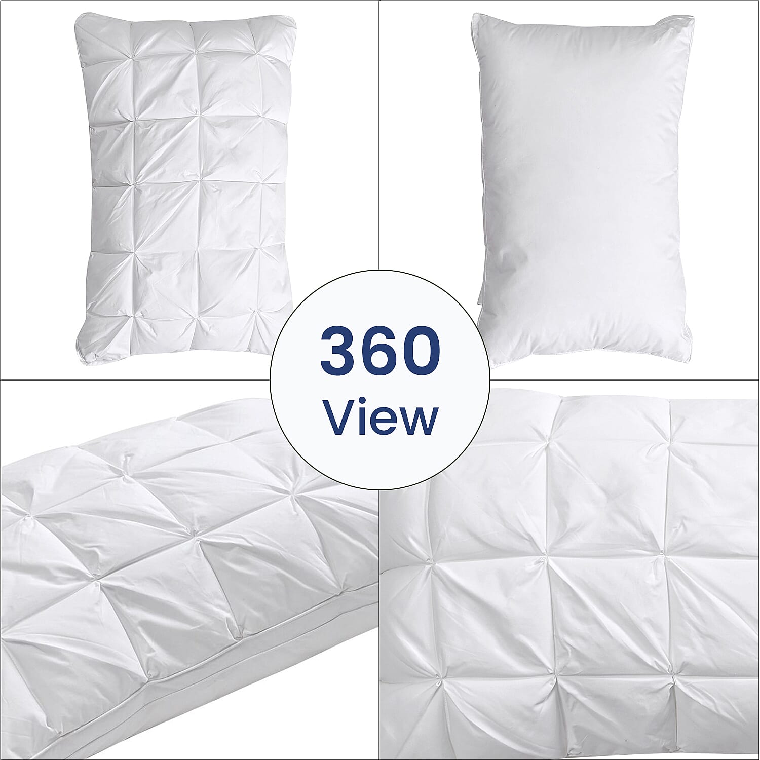 100% Cotton Square Pattern Goose down Soft Pillow (Size 74x48 cm) - White