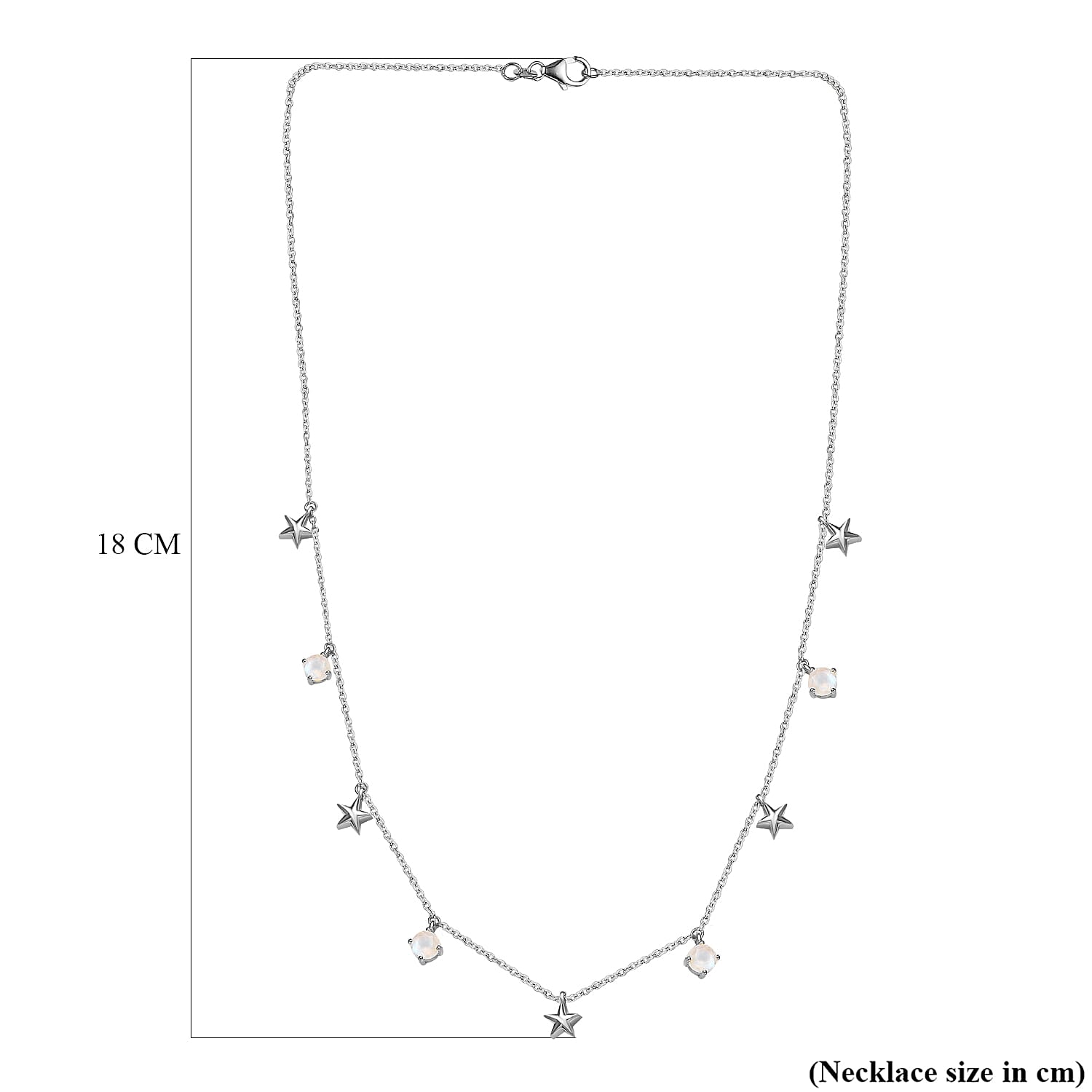 Moon Glow Stone Necklace (Size - 20) in Platinum Overlay Sterling Silver 2.01 Ct. Silver Wt. 5.28 Gms