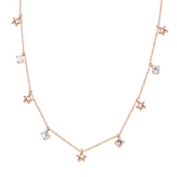 Moon Glow Stone Necklace (Size - 20) in 18K Rose Gold Vermeil Plated Sterling Silver 2.01 Ct, Silver Wt. 5.23 Gms