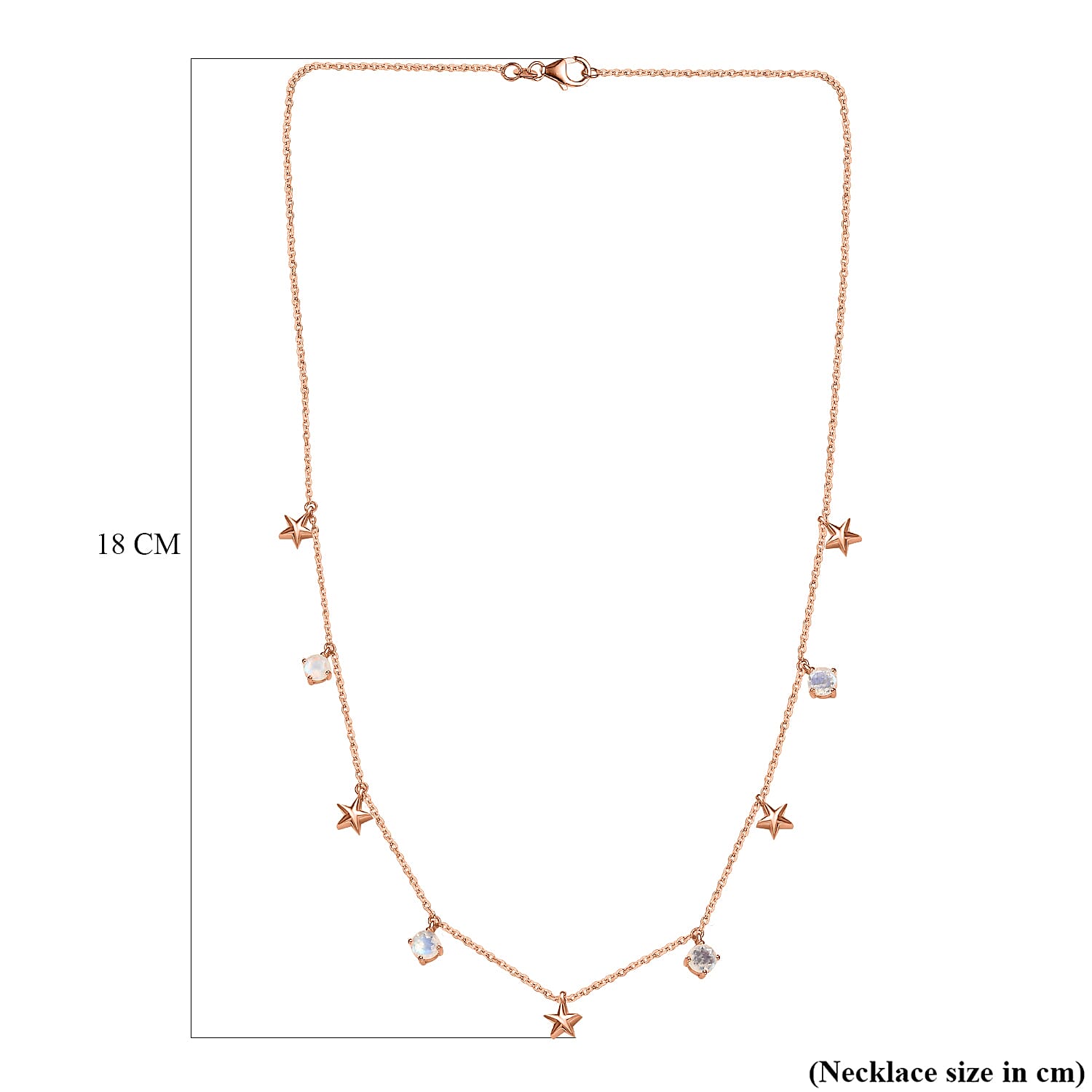 Premium Rainbow Moonstone Necklace (Size - 20) in 18K Rose Gold Vermeil Plated Sterling Silver 2.01 Ct, Silver Wt. 5.23 Gms
