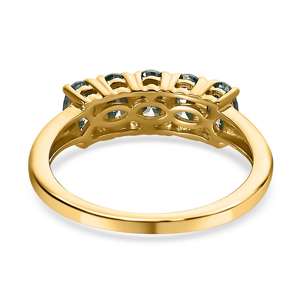 9K Yellow Gold Blue Moissanite Ring 1.13 Ct.