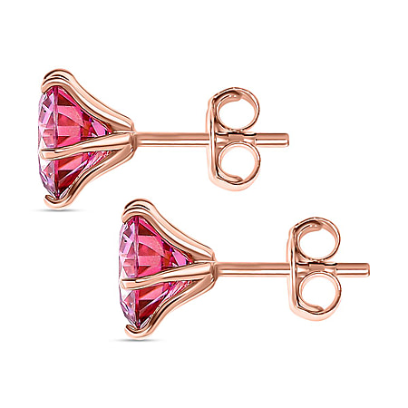 Pink Moissanite Stud Solitaire Earrings in 18K Vermeil Rose Gold Plated  Sterling Silver 3.80 Ct - 7537672 - TJC