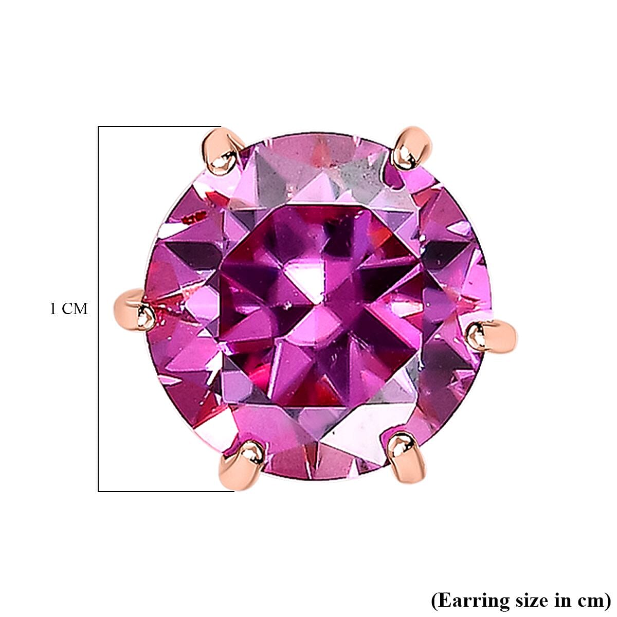 Pink Moissanite Stud Solitaire Earrings with Push Back in 18K Vermeil Rose Gold Plated Sterling Silver 3.58 Ct.