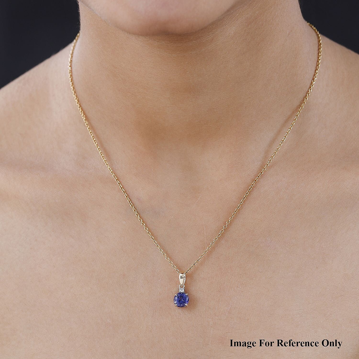  9K Yellow Gold Tanzanite ,Moissanite Solitaire Pendant 1.23 Ct.