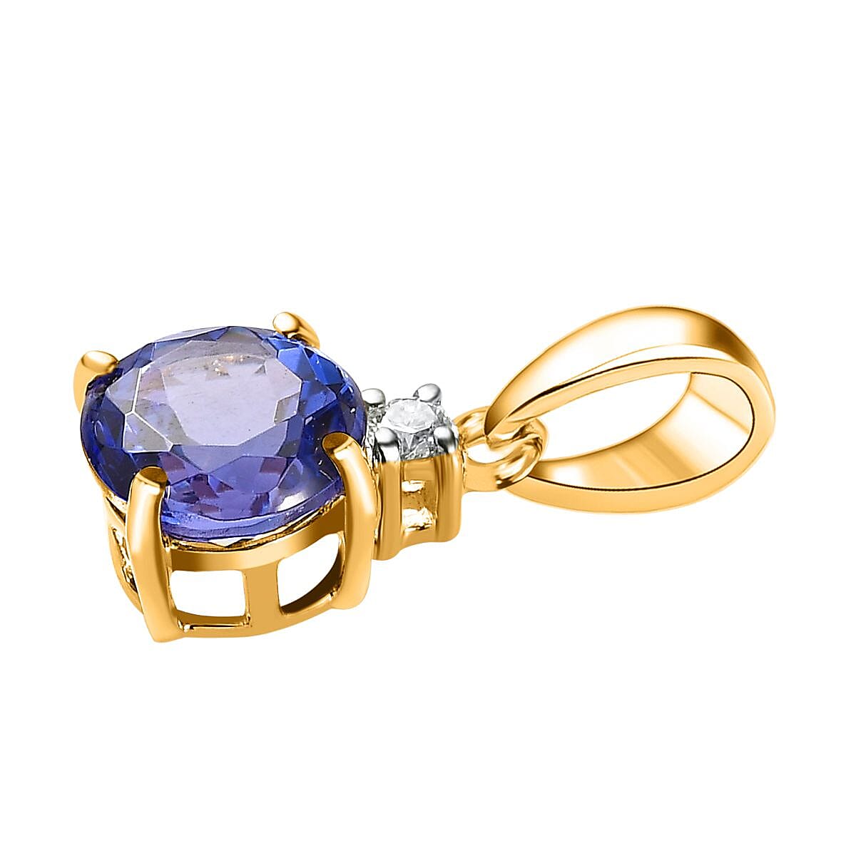  9K Yellow Gold Tanzanite ,Moissanite Solitaire Pendant 1.23 Ct.