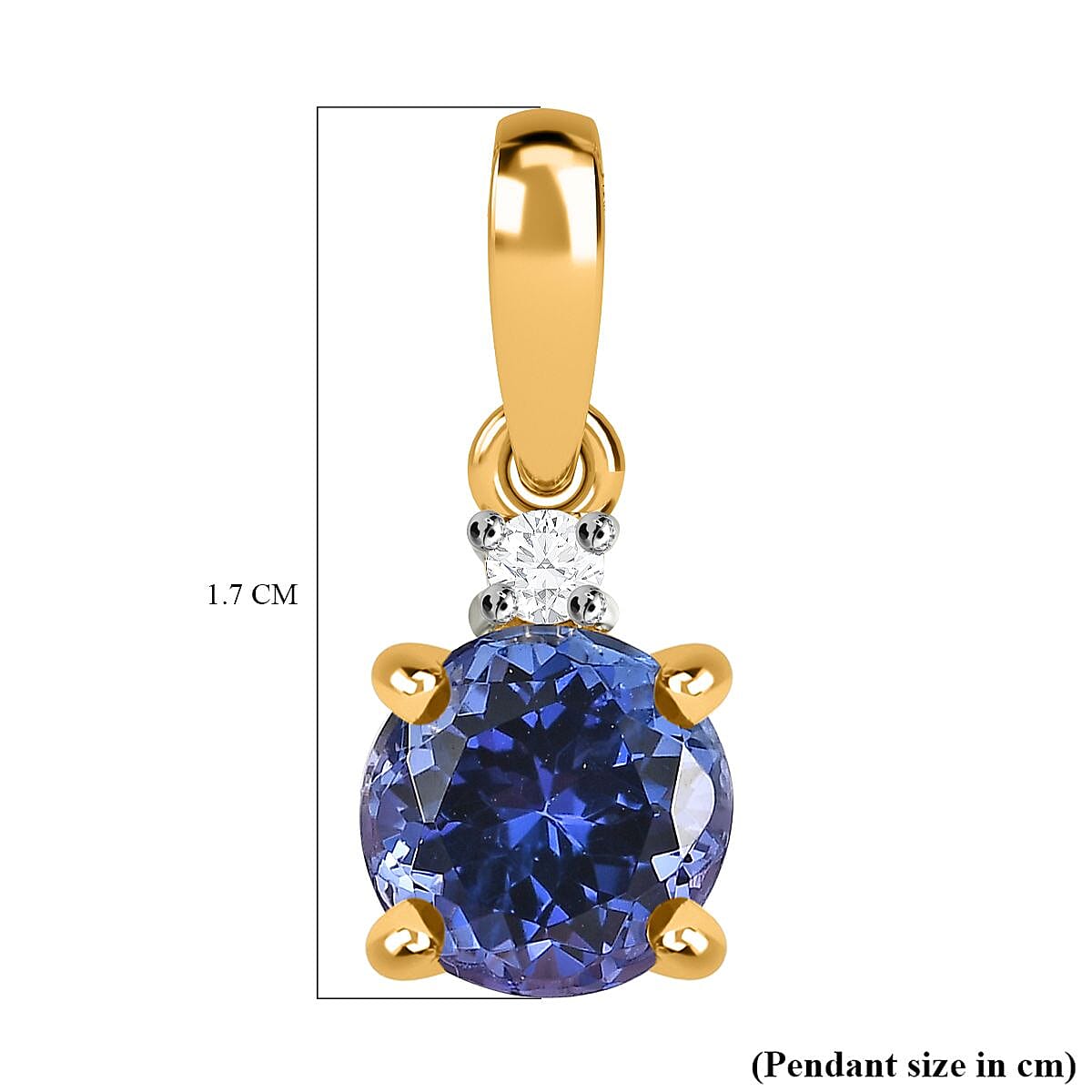  9K Yellow Gold Tanzanite ,Moissanite Solitaire Pendant 1.23 Ct.