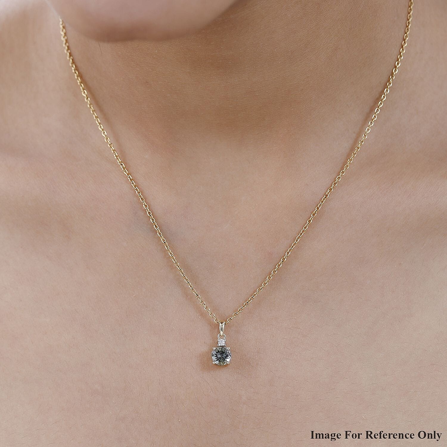 9K Yellow Gold Green Tanzanite and Moissanite Pendant 1.04 Ct.