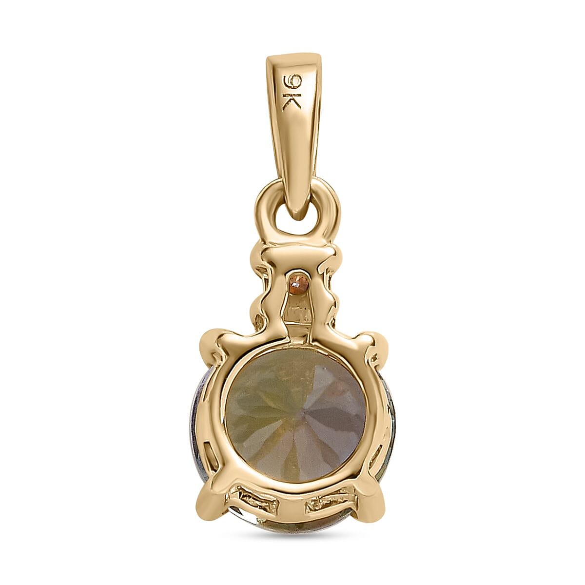 9K Yellow Gold Green Tanzanite and Moissanite Pendant 1.04 Ct.