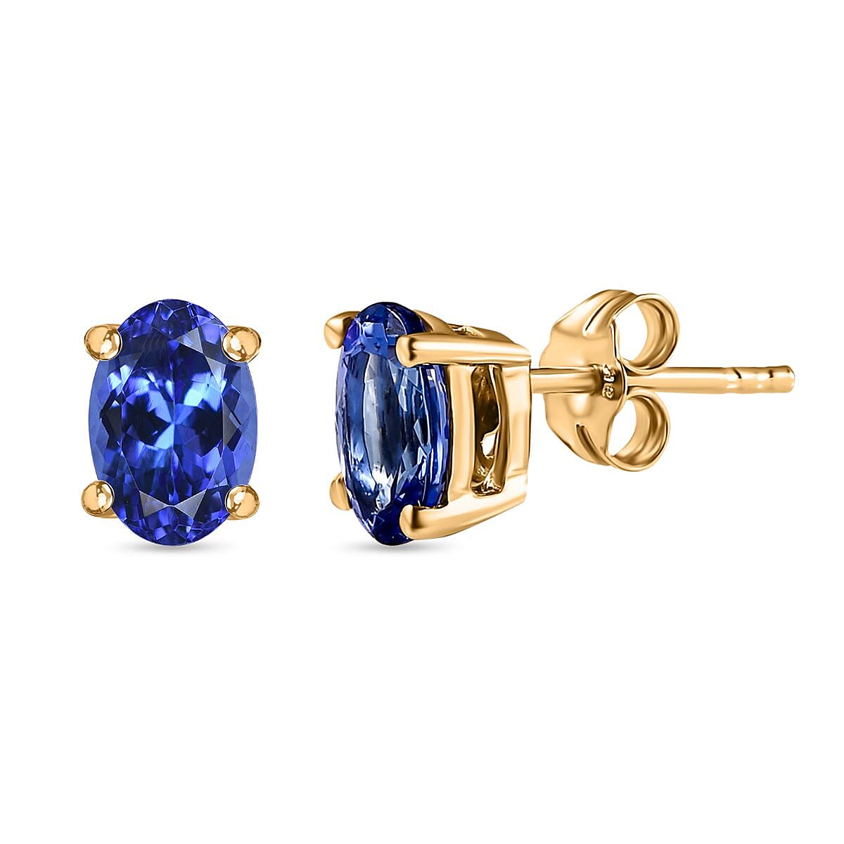 9K Yellow Gold Tanzanite Stud Earrings 1.35 Ct.
