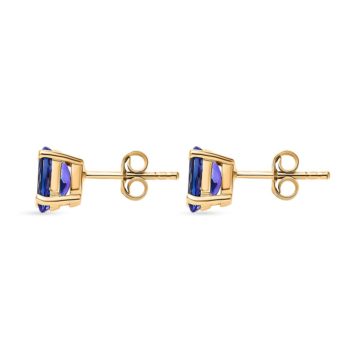 9K Yellow Gold Tanzanite Stud Earrings 1.35 Ct.