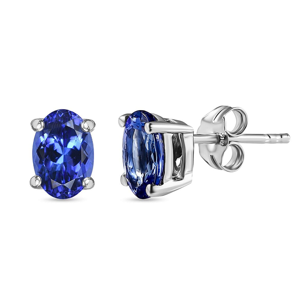 9K White Gold Tanzanite Stud Earrings 1.35 Ct