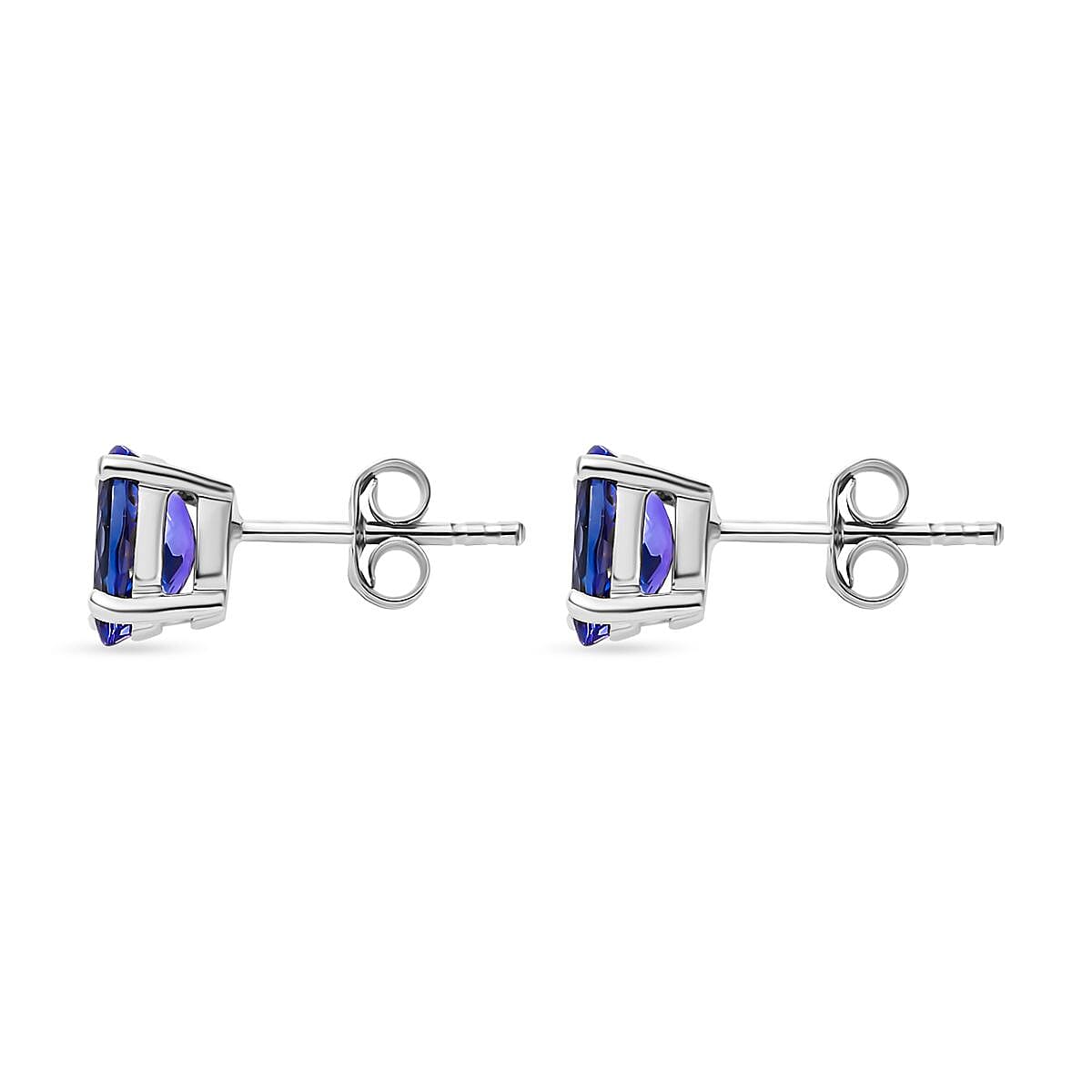 9K White Gold Tanzanite Stud Earrings 1.35 Ct