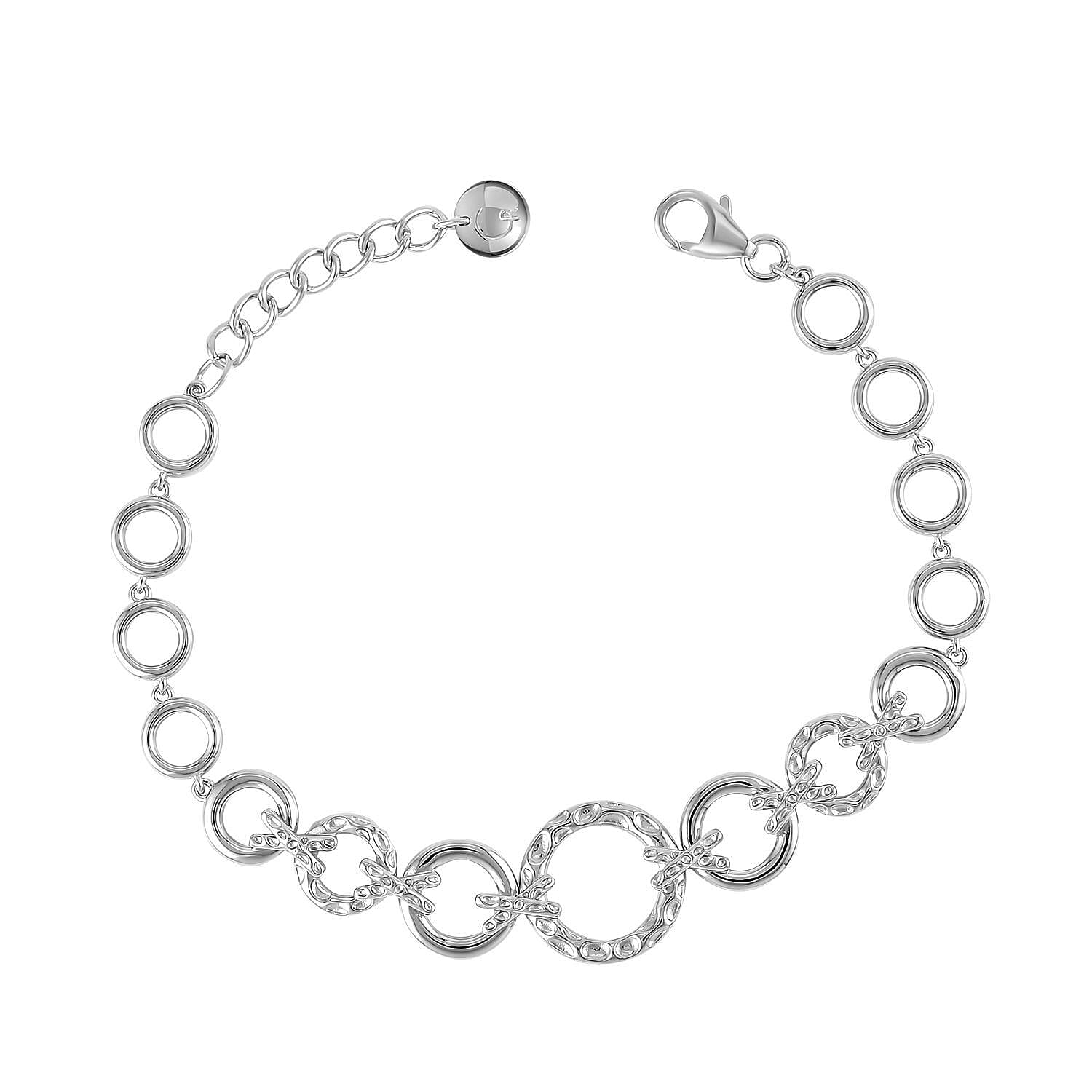 RACHEL GALLEY Kiss Collection - Rhodium Overlay Sterling Silver Bracelet (Size - 8)