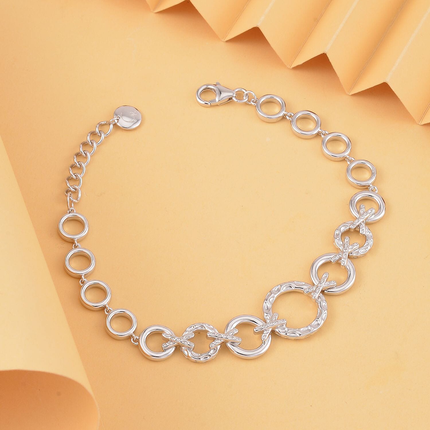 RACHEL GALLEY Kiss Collection - Rhodium Overlay Sterling Silver Bracelet (Size - 8)