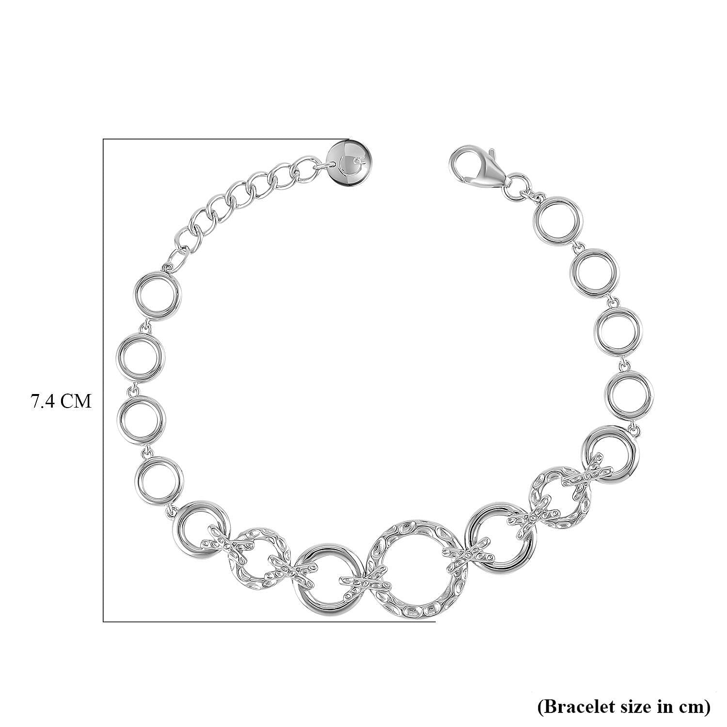 RACHEL GALLEY Kiss Collection - Rhodium Overlay Sterling Silver Bracelet (Size - 8)