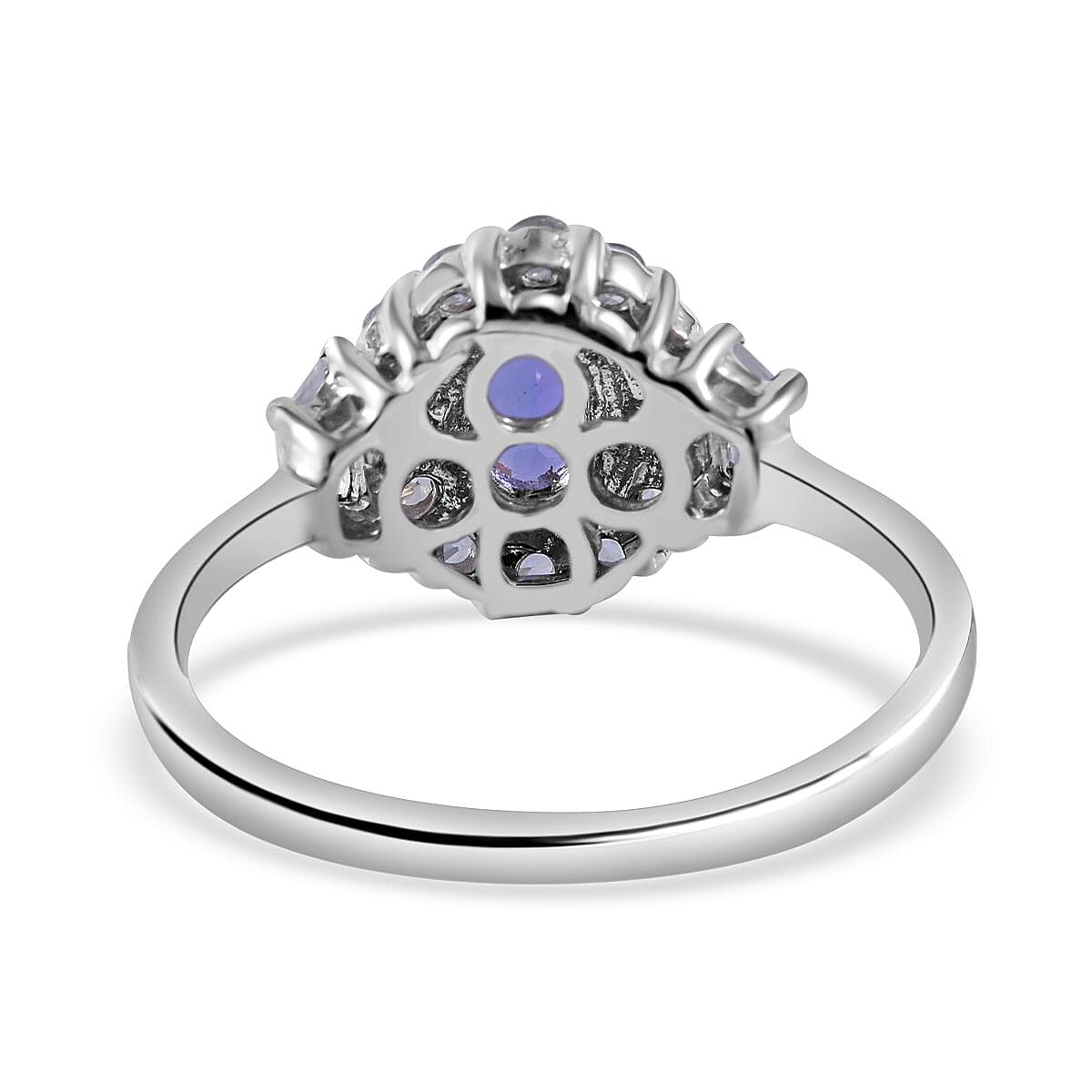 Tanzanite & Natural Zircon Ring in Rhodium Overlay Sterling Silver 1.00 Ct.