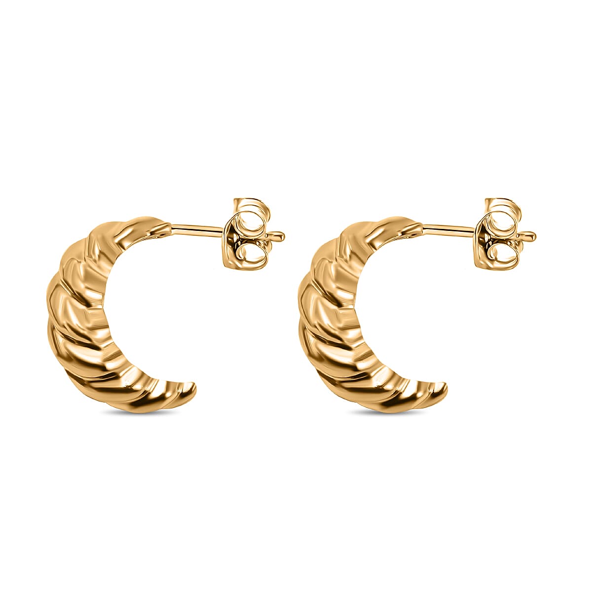 9K Yellow Gold Half Hoop Earrings with Push Back, Gold Wt. 3.00 Gms.