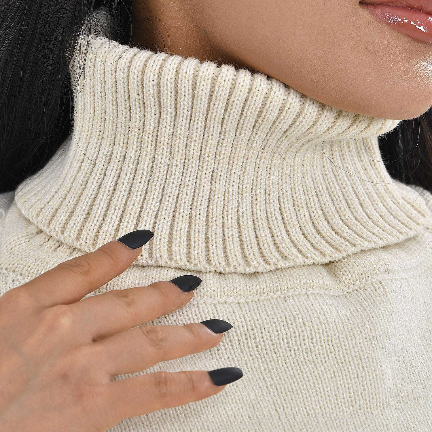 Woven Pattern Roll Neck Sleeveless Jumper (One Size,8-18) - Black & White