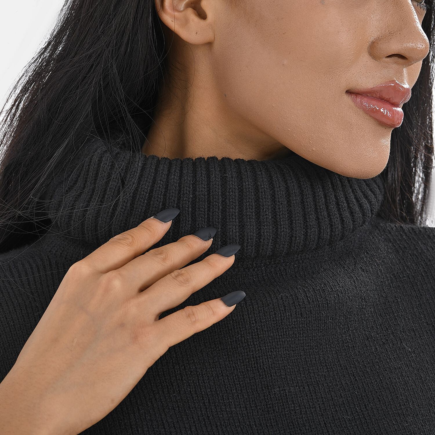 Woven Pattern Roll Neck Sleeveless Jumper (One Size,8-18) - Red & Black