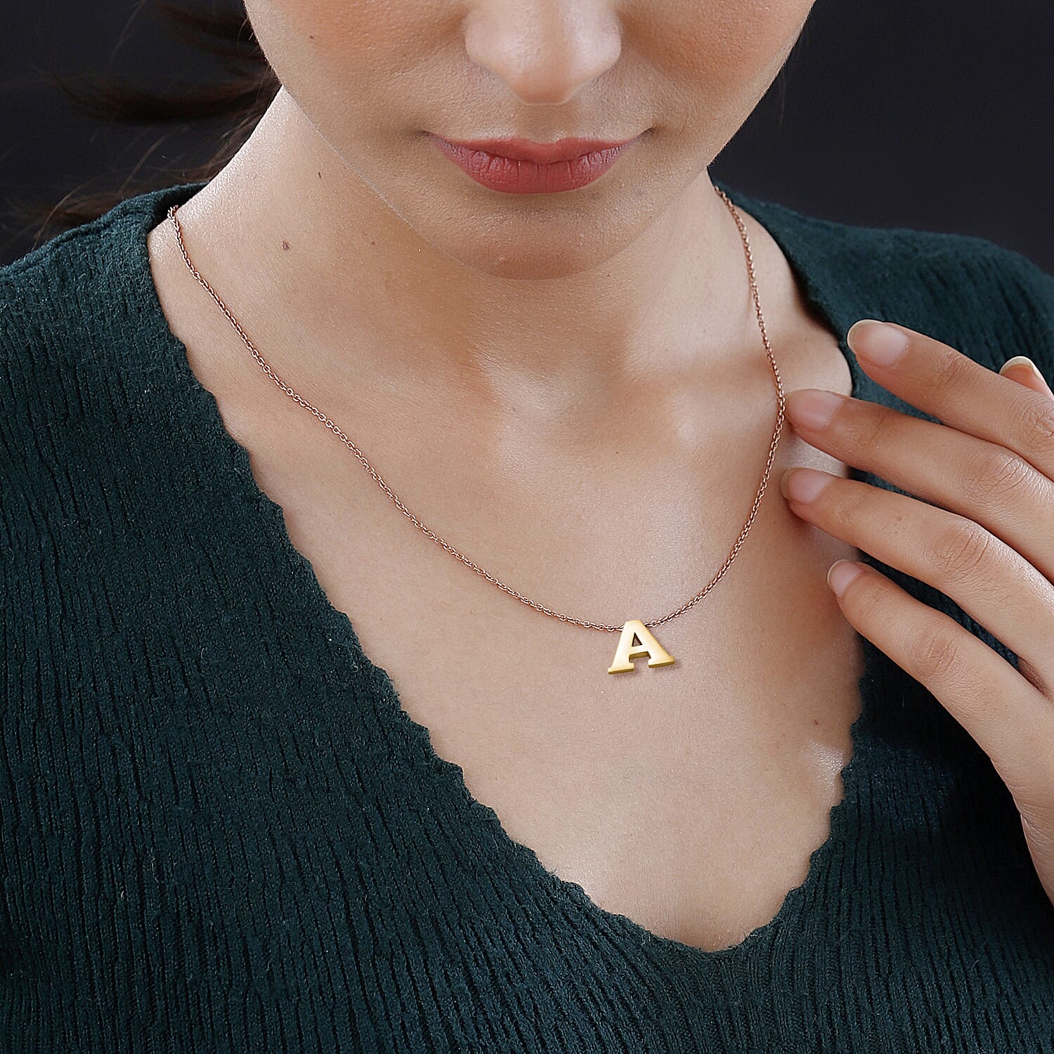RACHEL GALLEY 9K Yellow Gold A Initial Necklace (Size - 17)