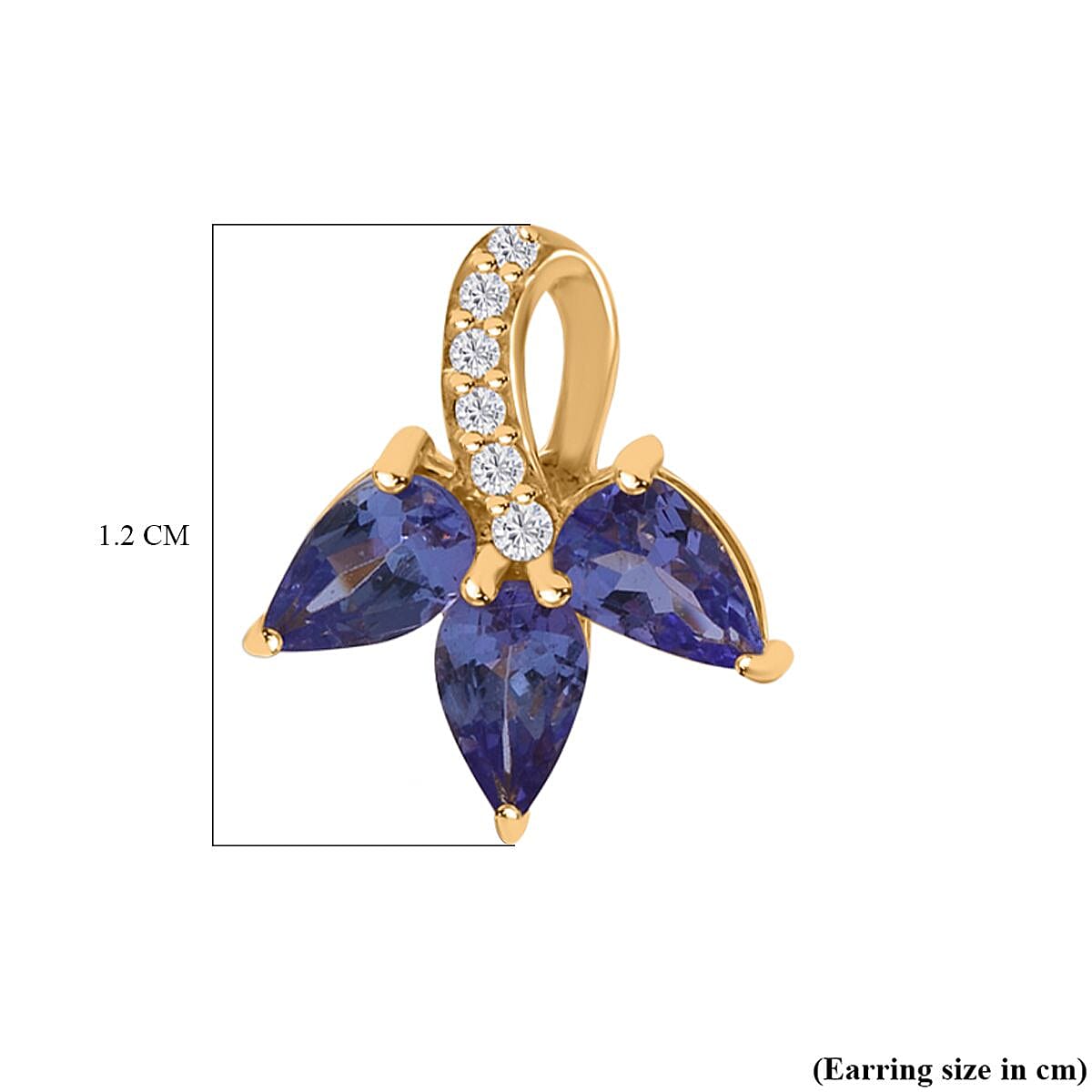 Tanzanite & Natural Zircon Earrings in Vermeil Yellow Gold Plated Sterling Silver 1.40 Ct