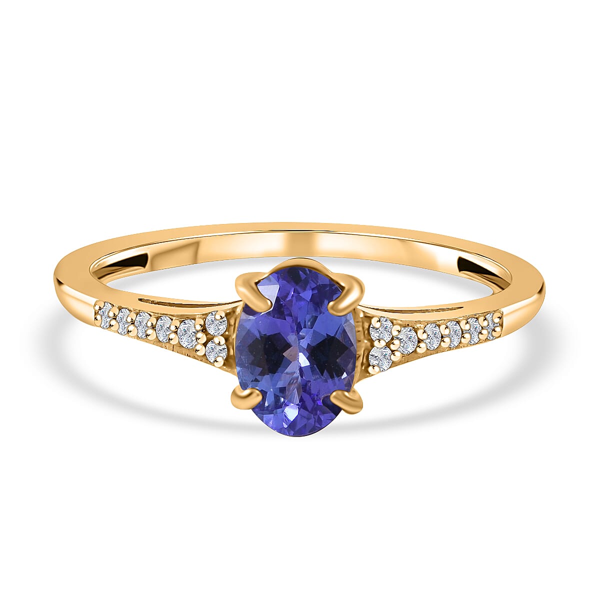 9K Yellow Gold Tanzanite and Moissanite Ring 1.00 Ct.