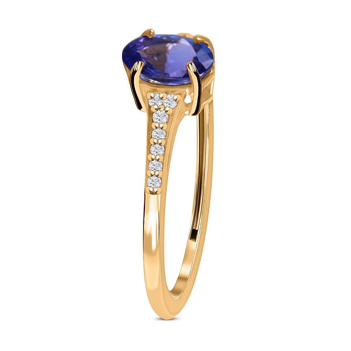 9K Yellow Gold Tanzanite and Moissanite Ring 1.00 Ct.