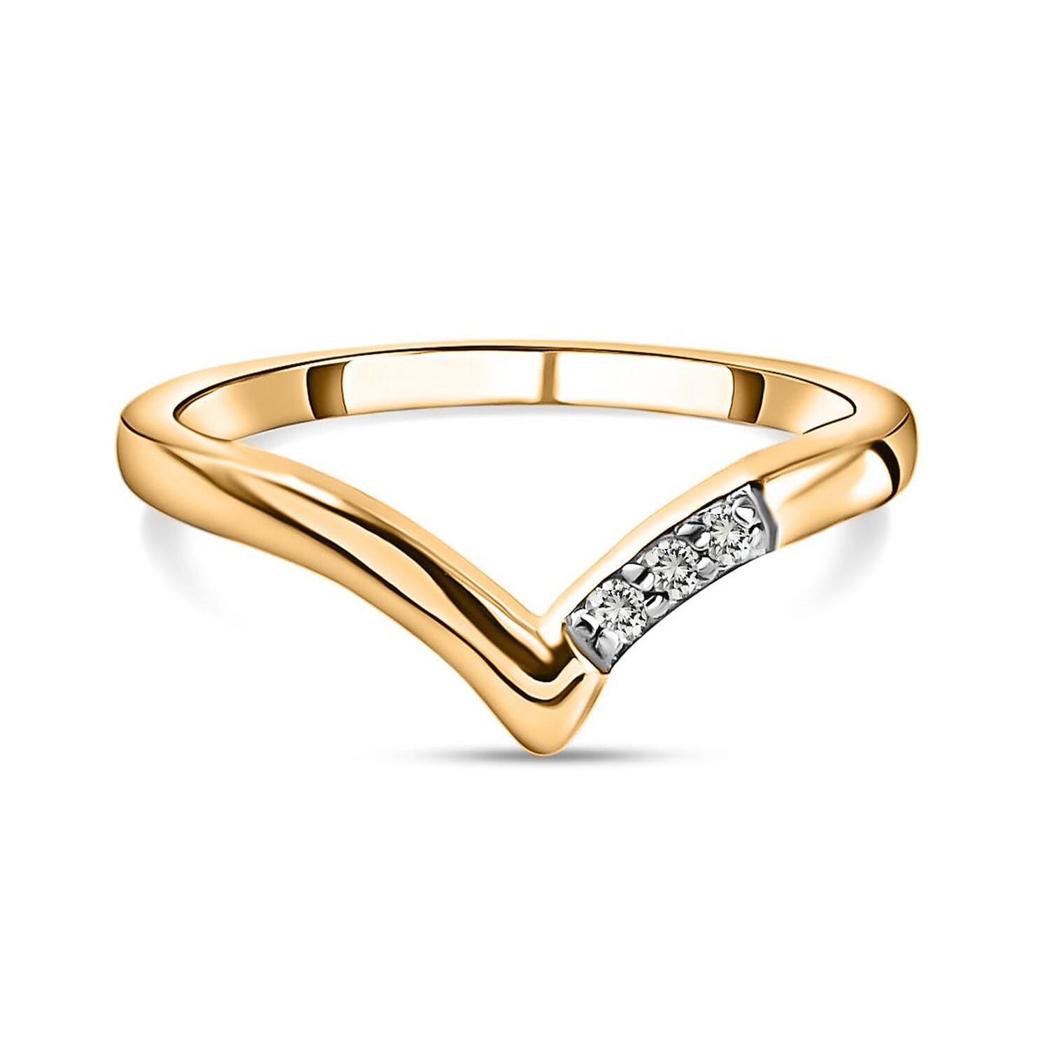 Diamond Wishbone Ring in Sterling Silver 0.051 Ct