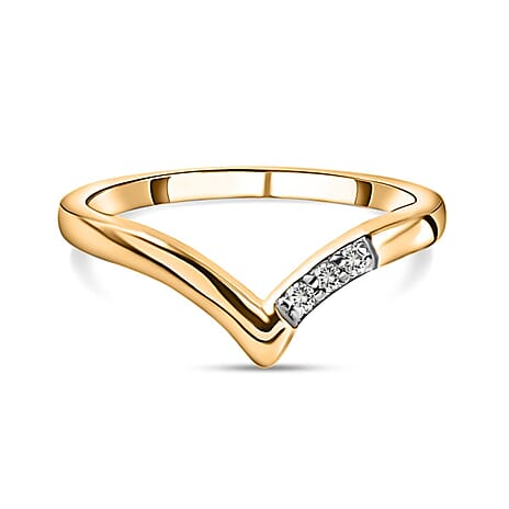 Diamond Wishbone Ring in 18K Yellow Gold Vermeil Plated Sterling Silver 0.05 Ct.