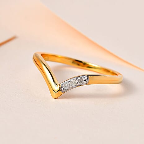 Diamond Wishbone Ring in 18K Yellow Gold Vermeil Plated Sterling Silver 0.05 Ct.