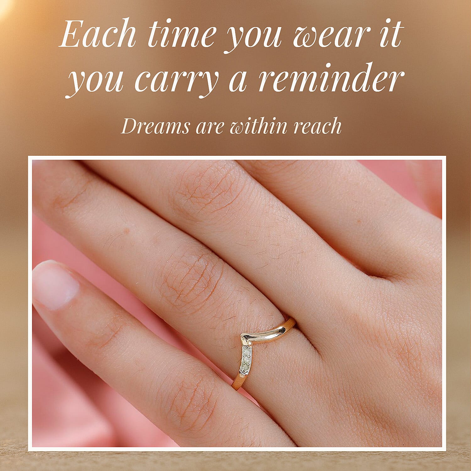 Diamond Wishbone Ring in Sterling Silver 0.051 Ct