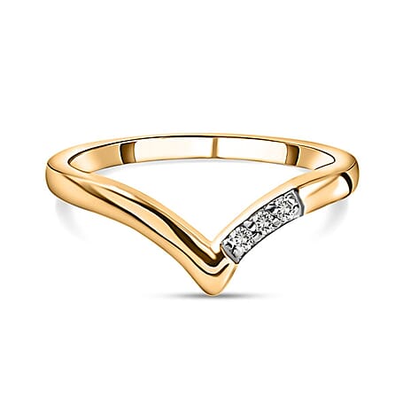 Diamond Wishbone Ring in 18K Yellow Gold Vermeil Plated Sterling Silver 0.05 Ct.