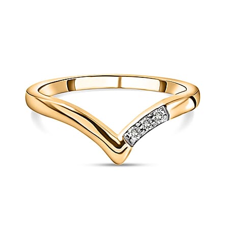 Diamond Wishbone Ring in 18K Yellow Gold Vermeil Plated Sterling Silver