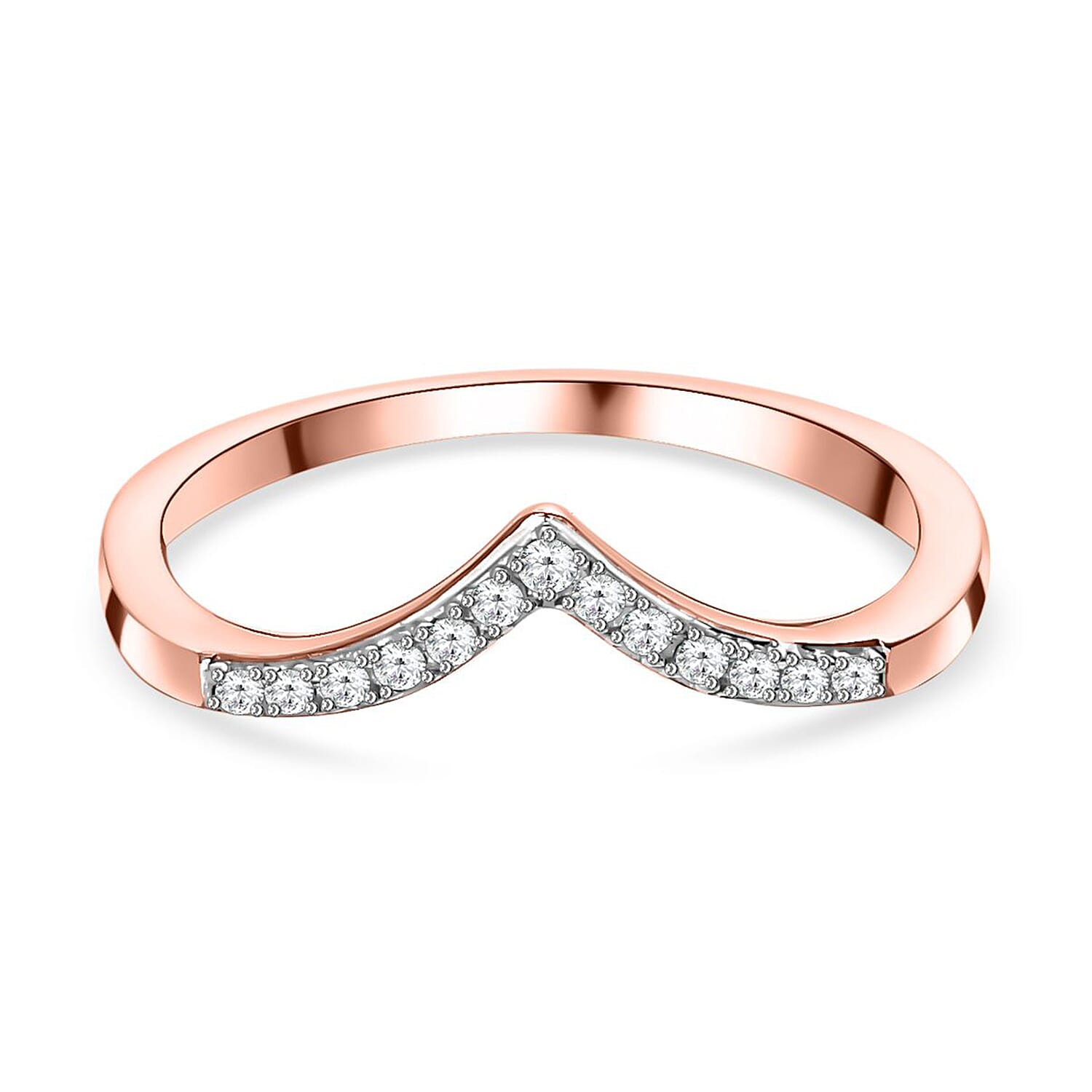 Diamond Wishbone Ring in Sterling Silver 0.080 Ct