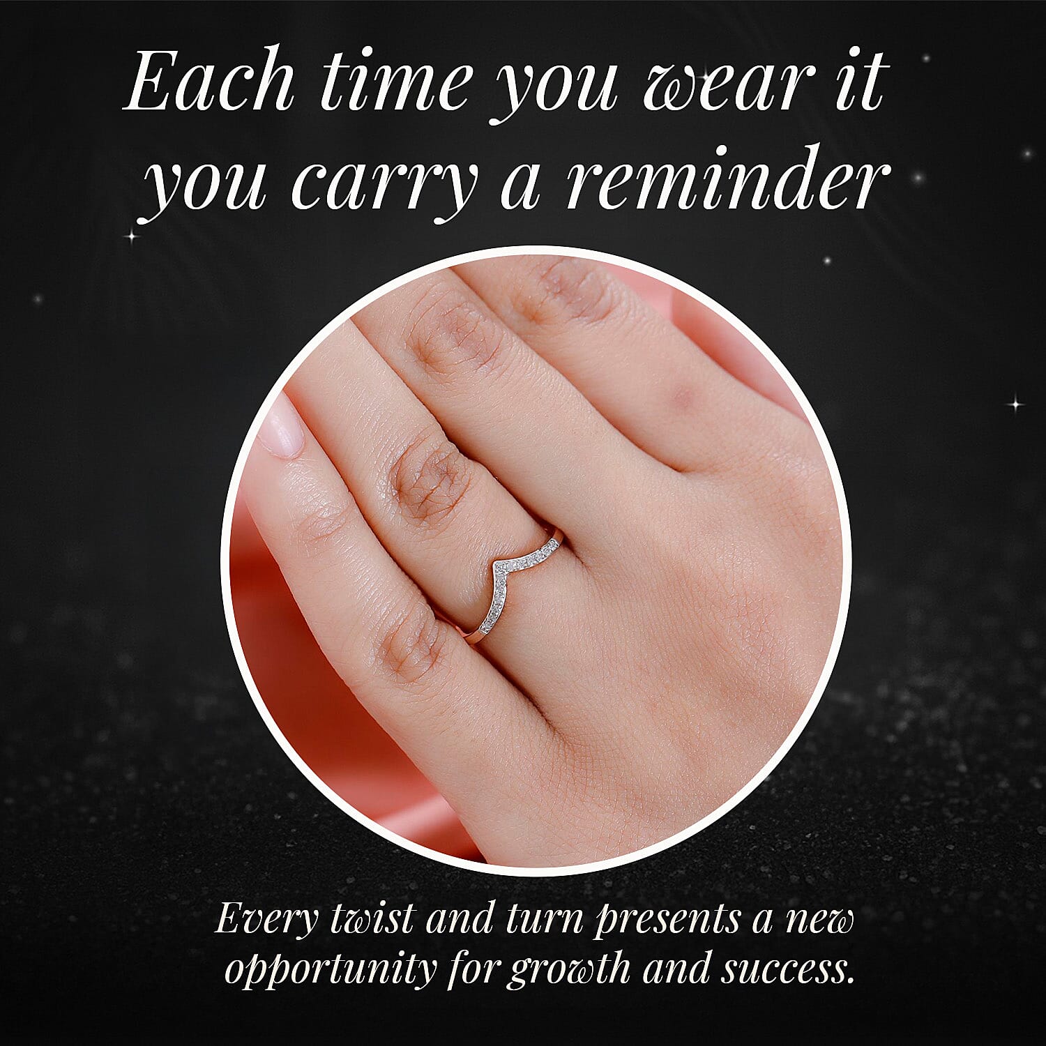 Diamond Wishbone Ring in Sterling Silver 0.080 Ct