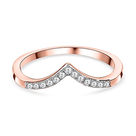 Diamond Ring in 18K Rose Gold Vermeil Plated Sterling Silver 0.08 Ct.