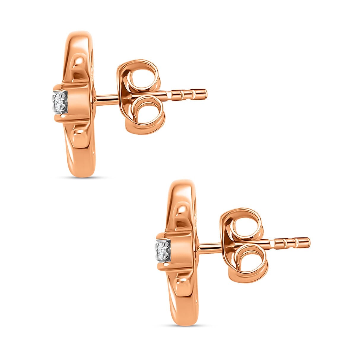 Diamond Bow Stud Earrings in 18K Rose Gold Vermeil Plated Sterling Silver