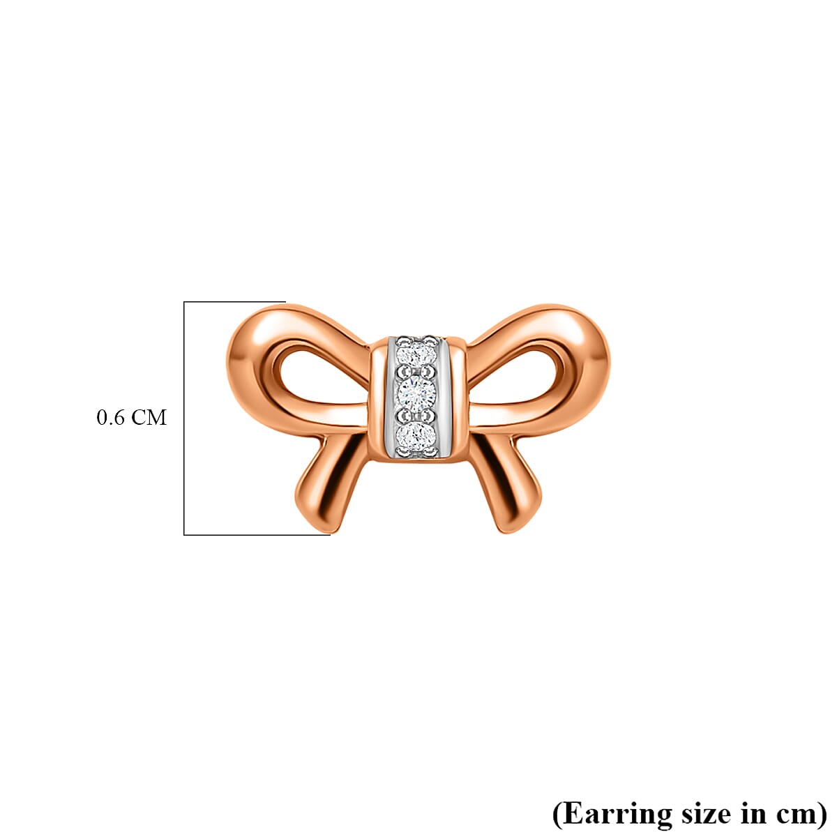 Diamond Bow Stud Earrings in 18K Rose Gold Vermeil Plated Sterling Silver