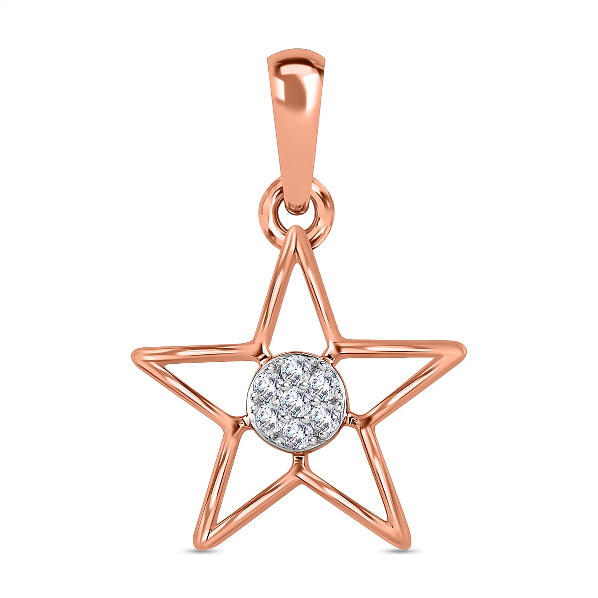 9K Rose Gold SGL Certified Diamond Star Pendant
