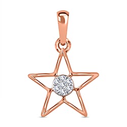 9K White Gold SGL Certified Diamond (I3/G-H) Star Pendant 0.05 Ct