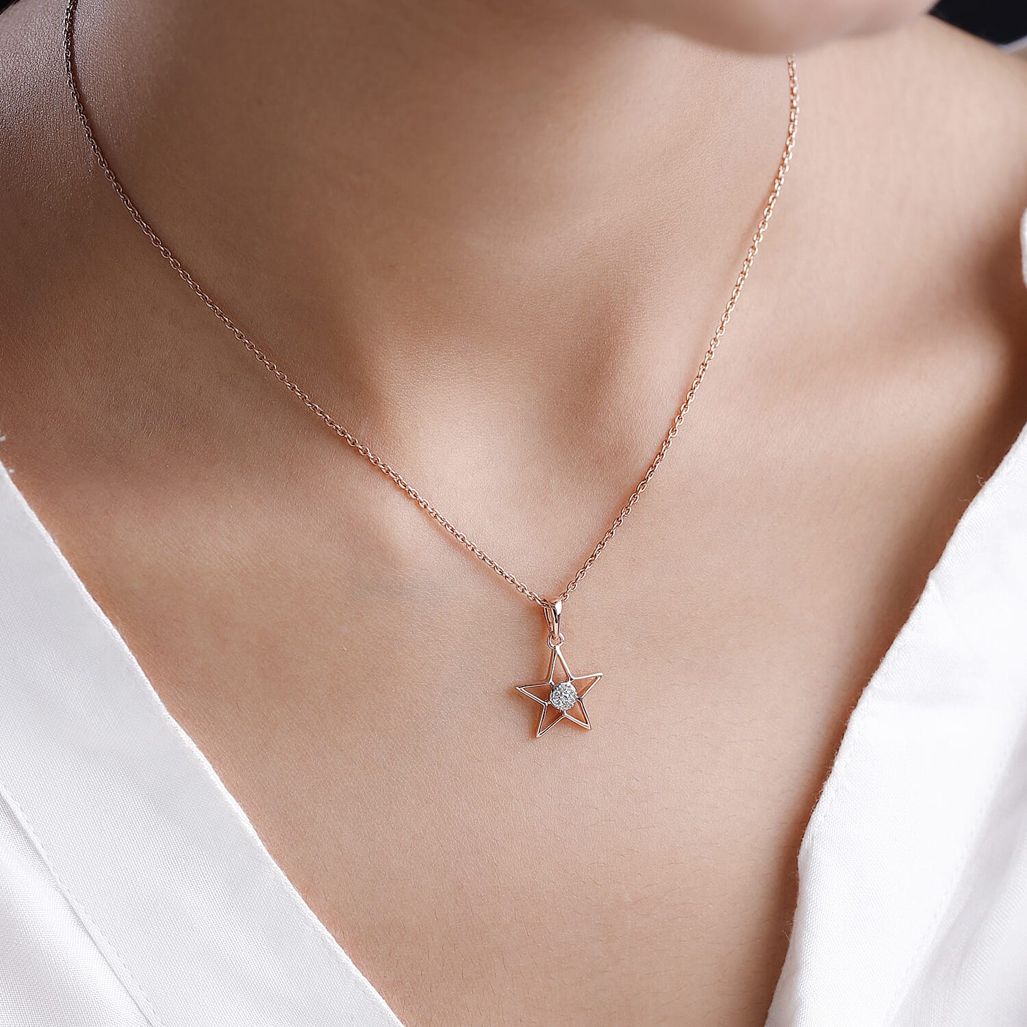 9K Rose Gold SGL Certified Diamond Star Pendant