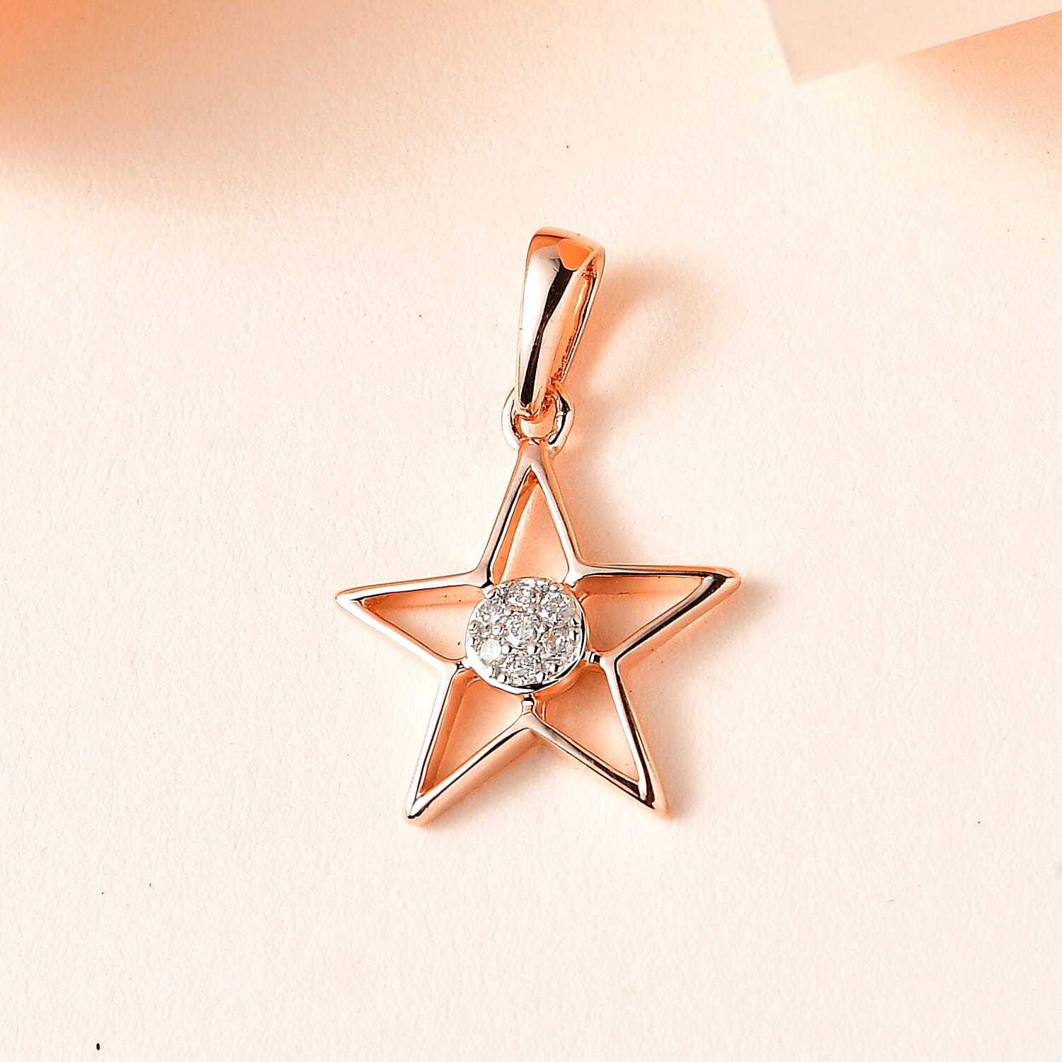 9K Rose Gold SGL Certified Diamond Star Pendant