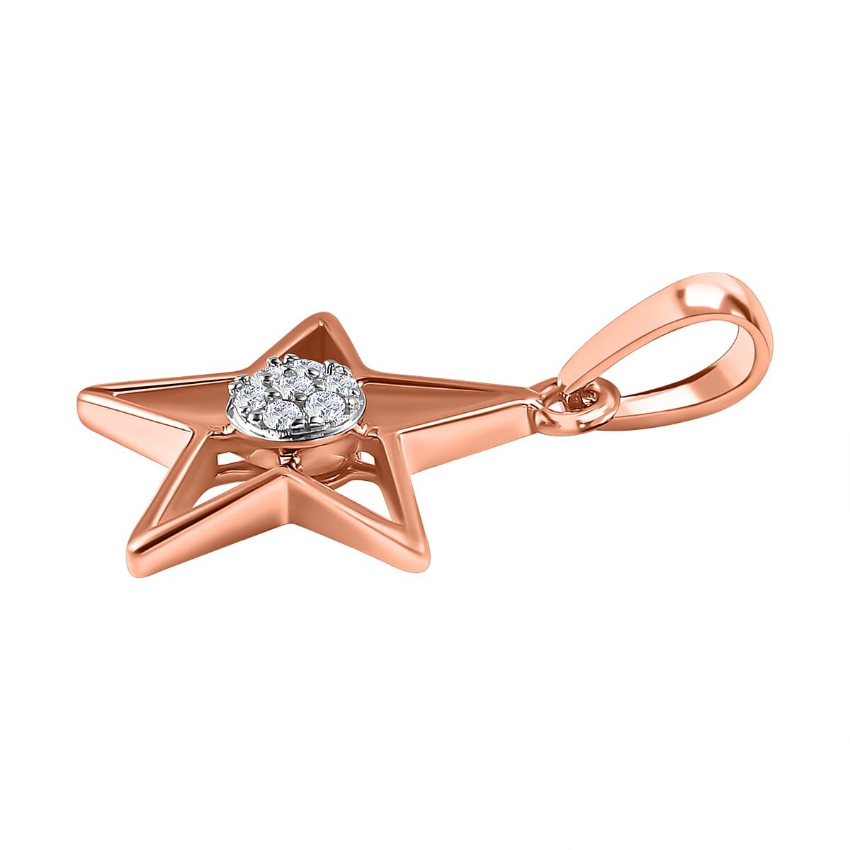 9K Rose Gold SGL Certified Diamond Star Pendant