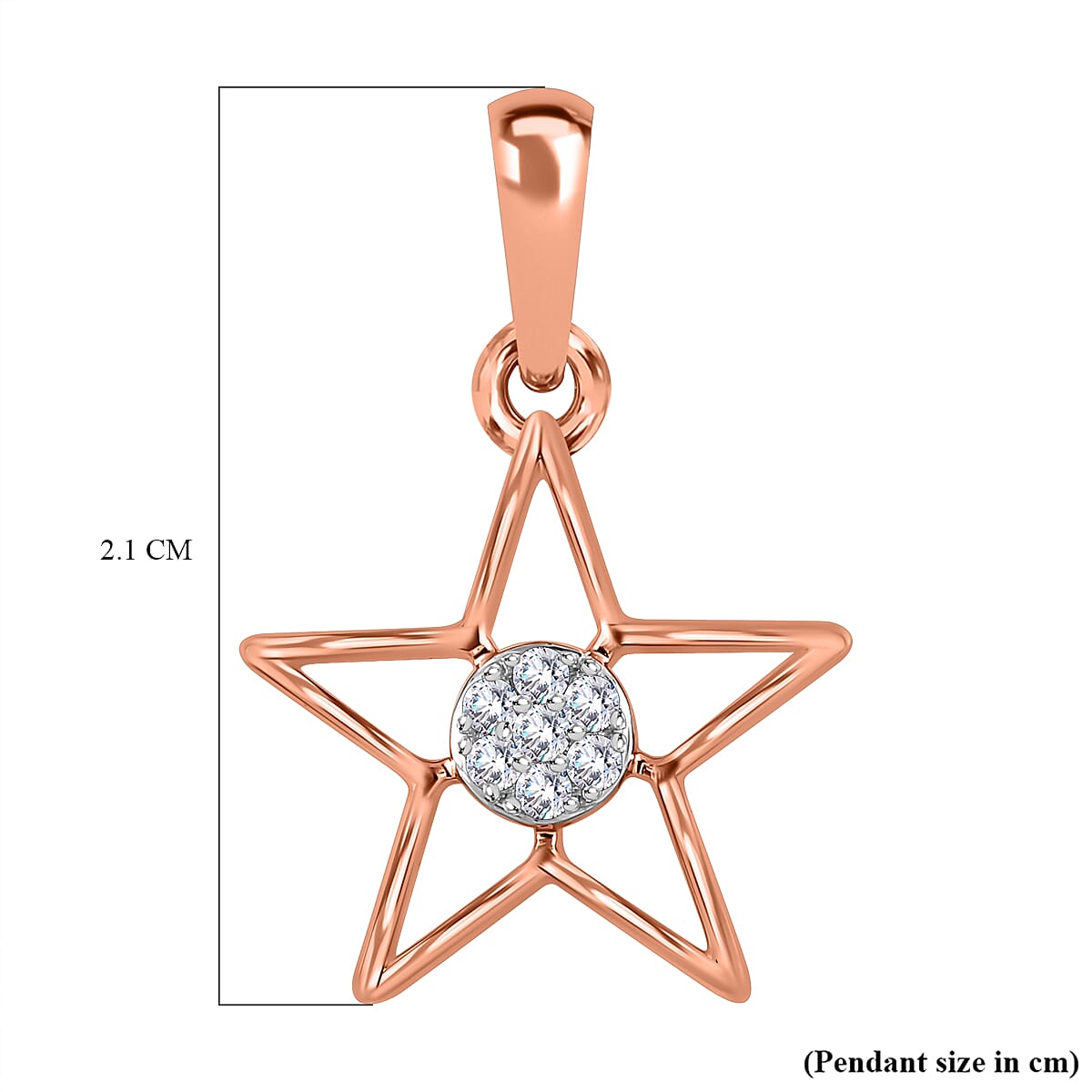 9K Rose Gold SGL Certified Diamond Star Pendant