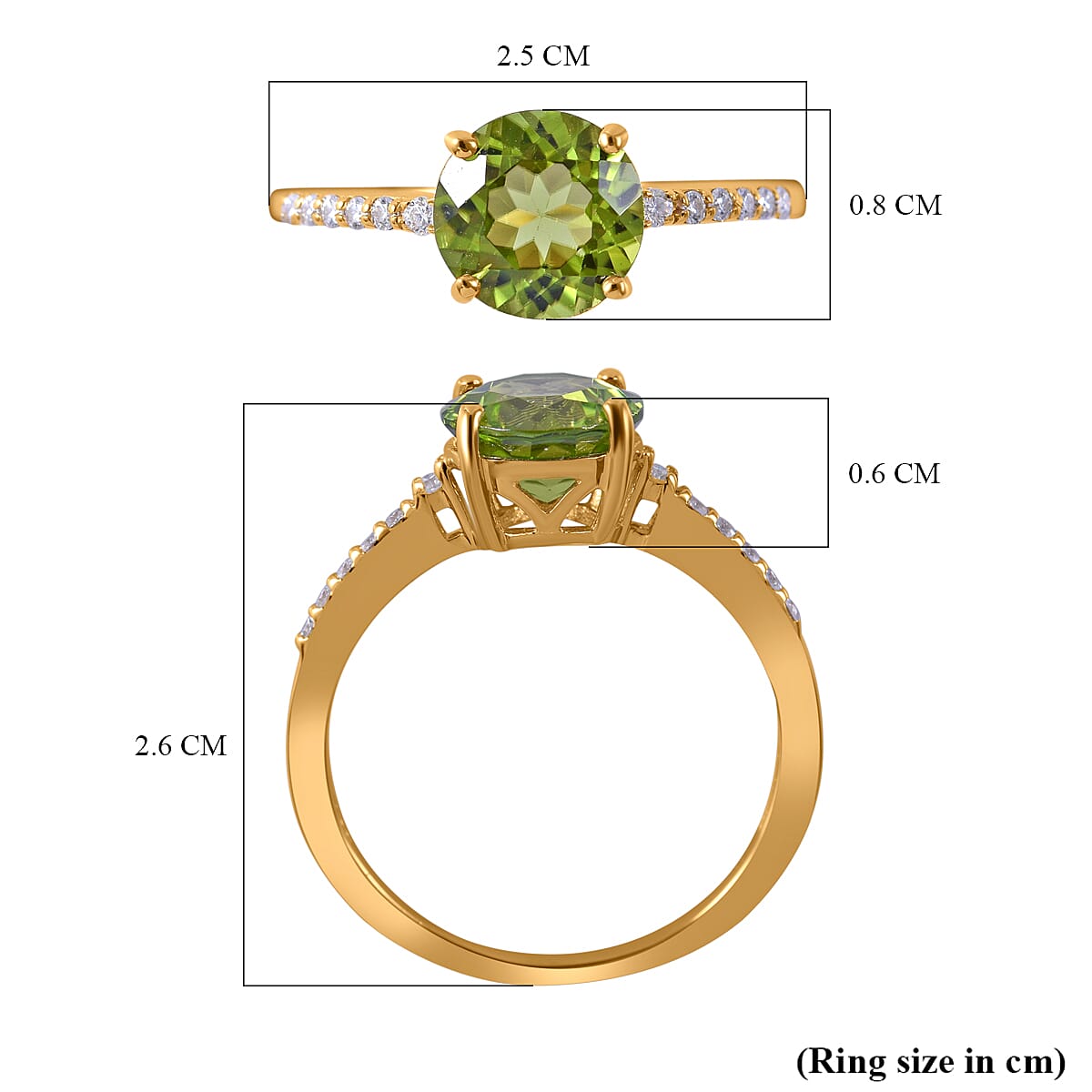 9K Yellow Gold Hebei Peridot and Moissanite Ring 2.15 Ct.