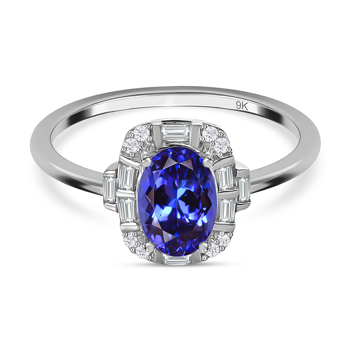 9K Gold Tanzanite and Diamond Ring 0.83 Ct